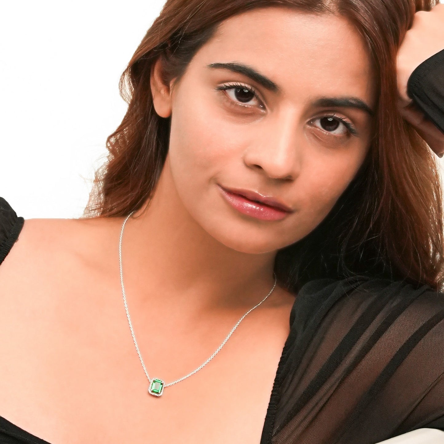 Sakshi's Emerald Necklace - Fine Silver
