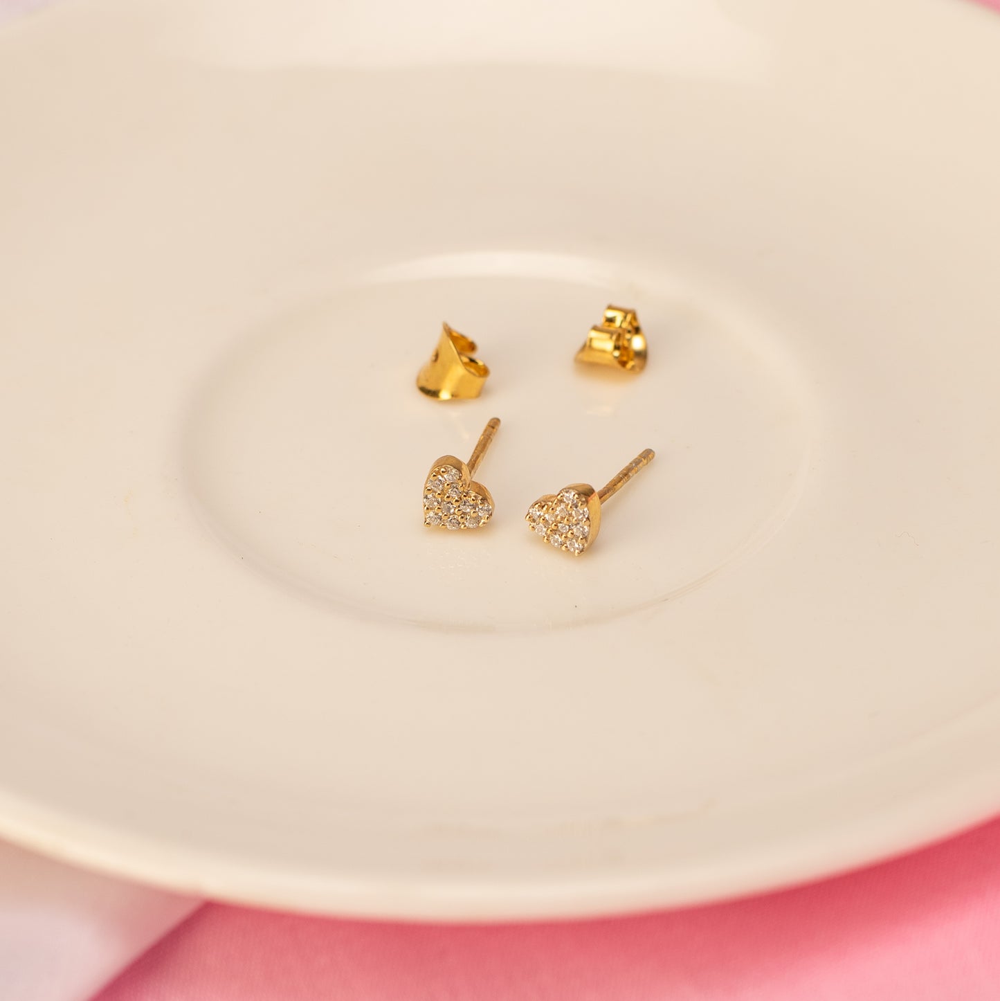 Heart Stud Earrings - Fine Silver