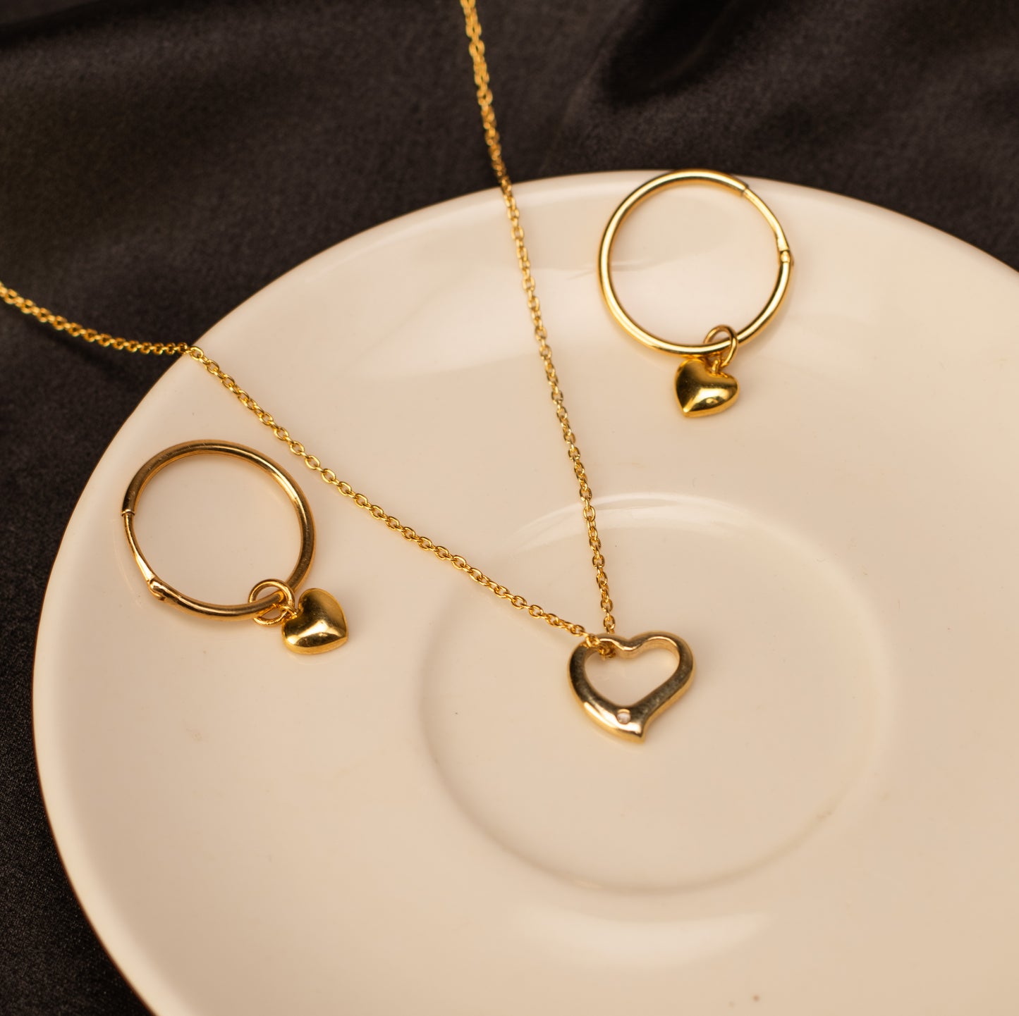 Heart Drop Earrings - Fine Silver