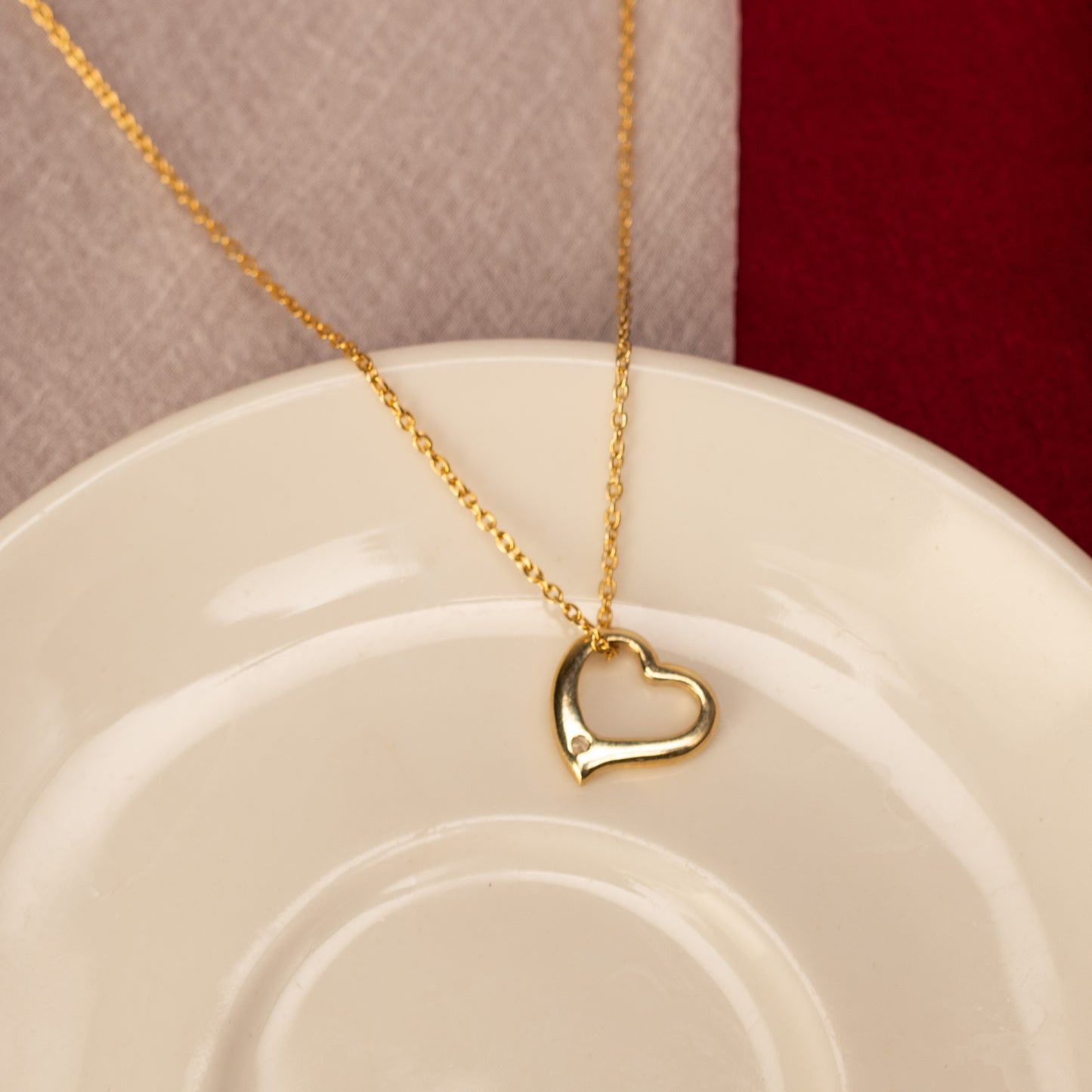 Heart Outline Necklace - Fine Silver