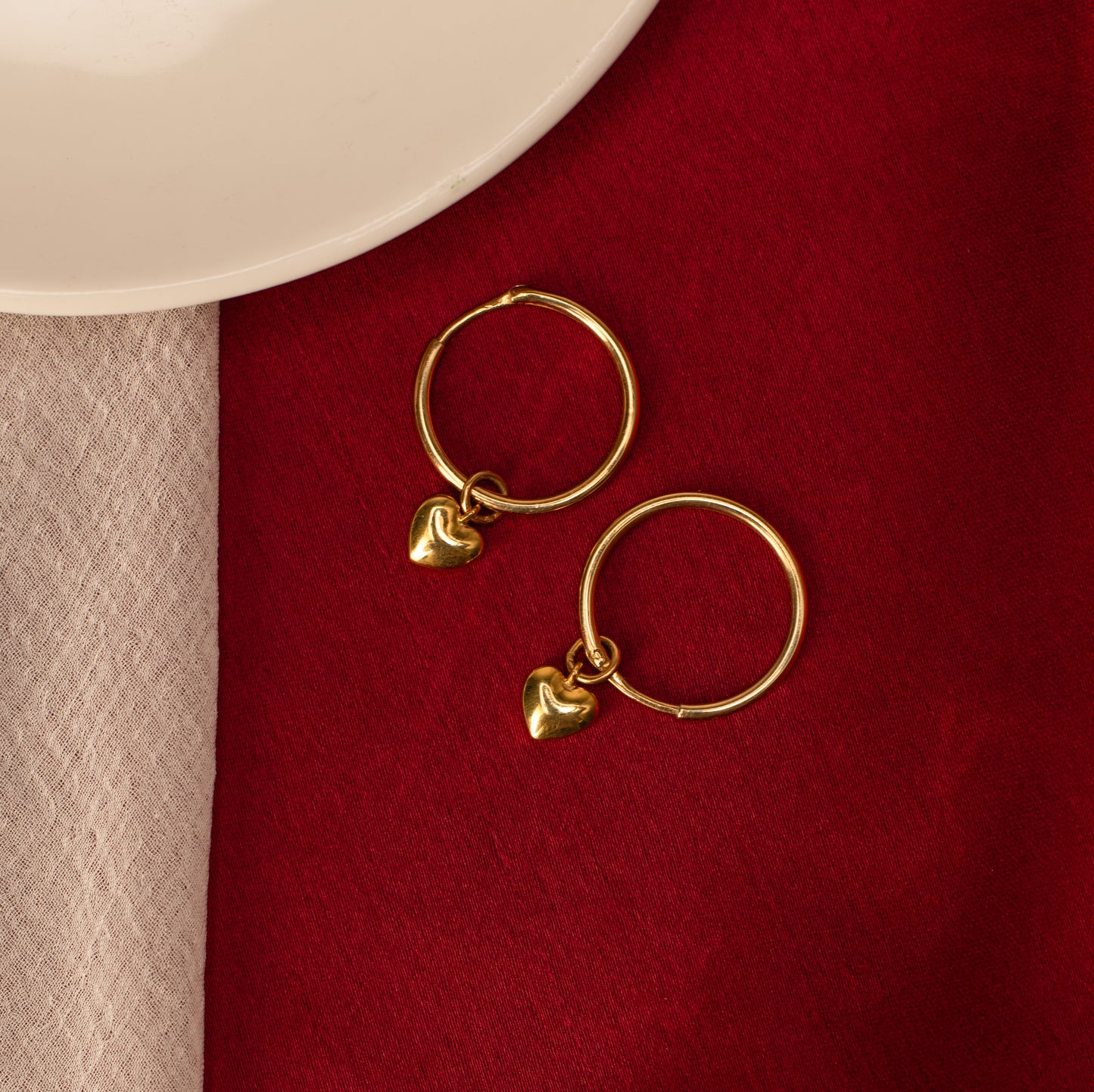 Heart Drop Earrings - Fine Silver