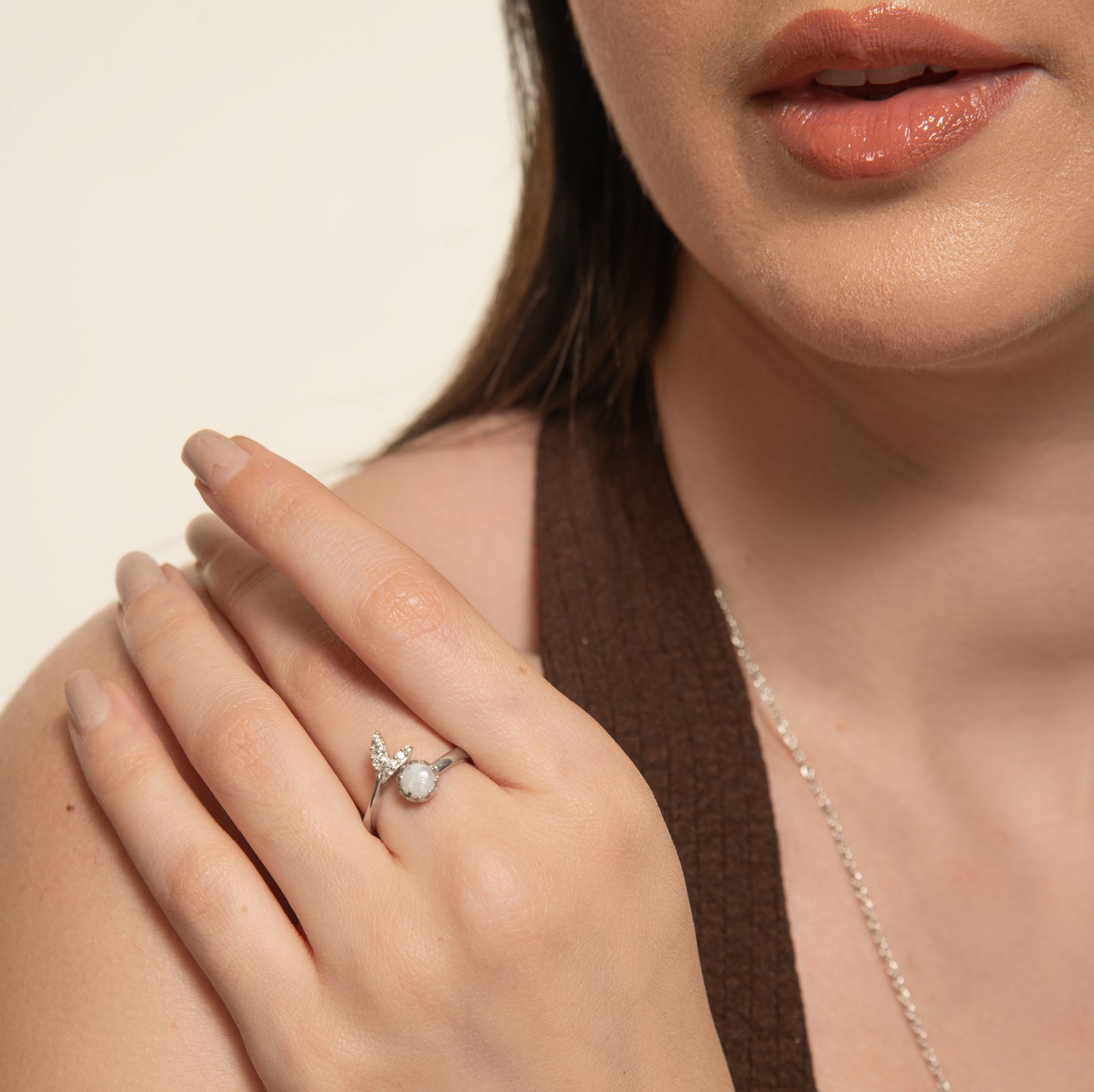 Moonstone Mermaid Ring - Fine Silver