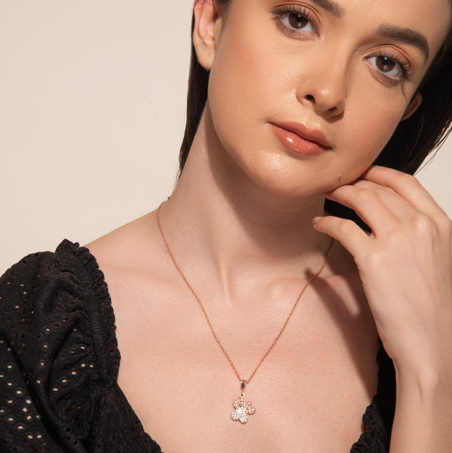 Studded Doggo Paw Necklace - Fine Silver