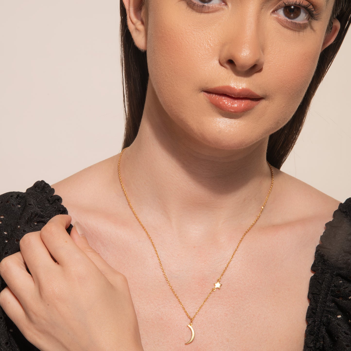 Moon Star Necklace - Fine Silver