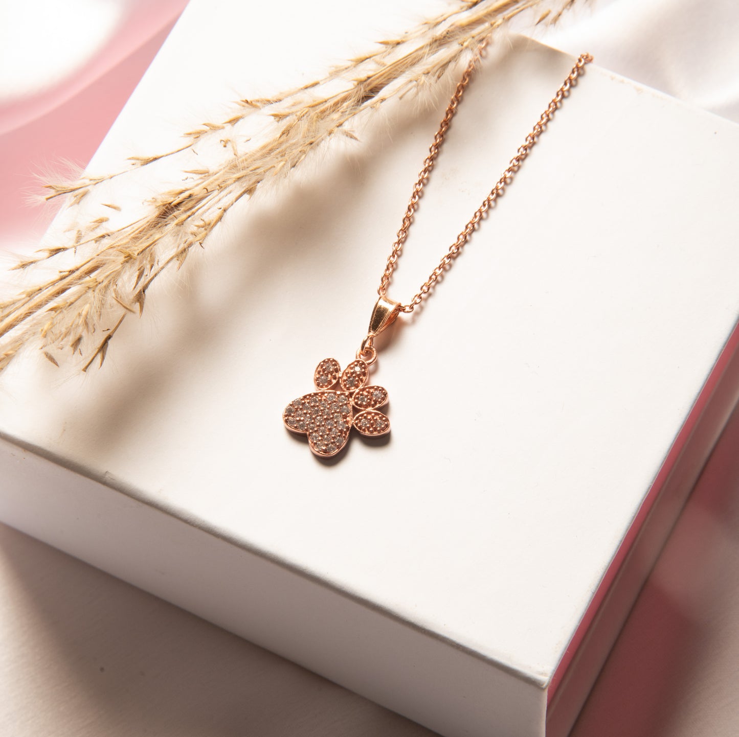 Studded Doggo Paw Necklace - Fine Silver