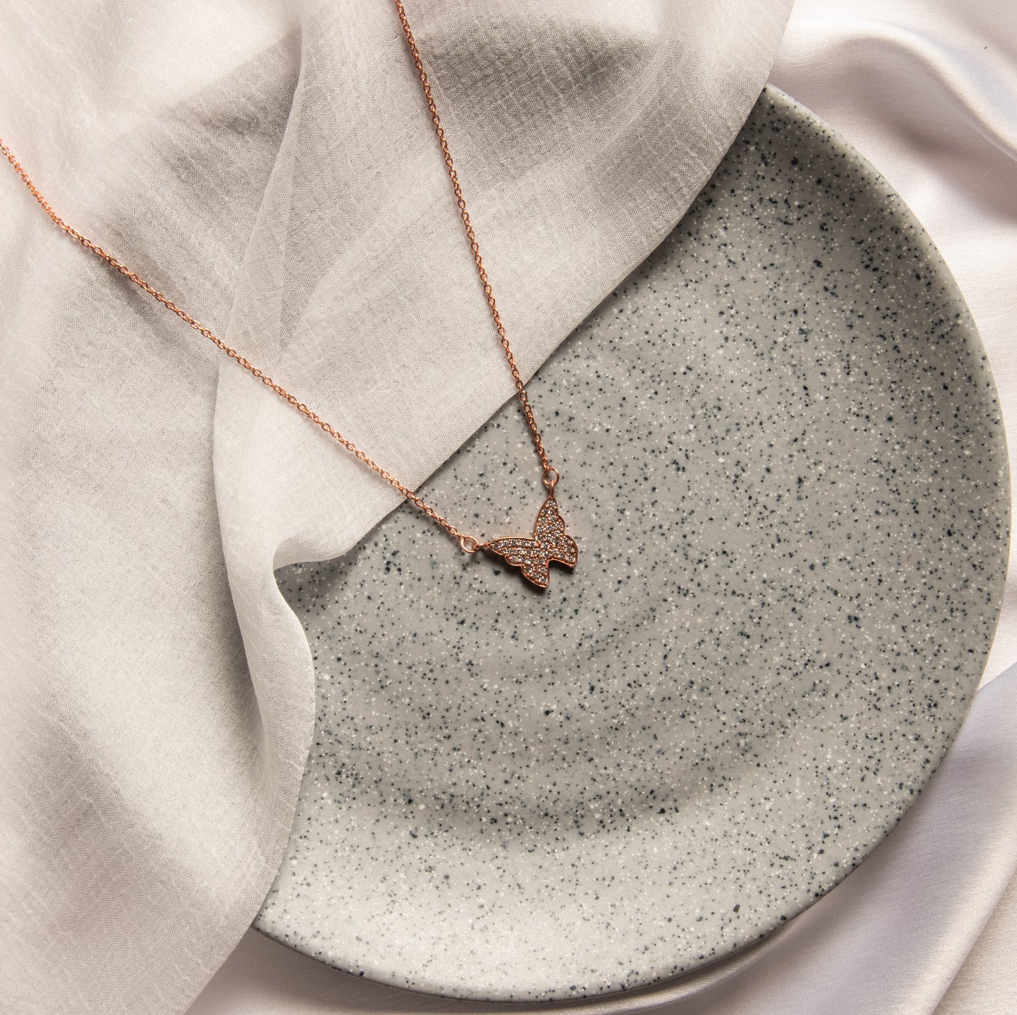 RoseGold Butterfly Necklace - 925 Silver