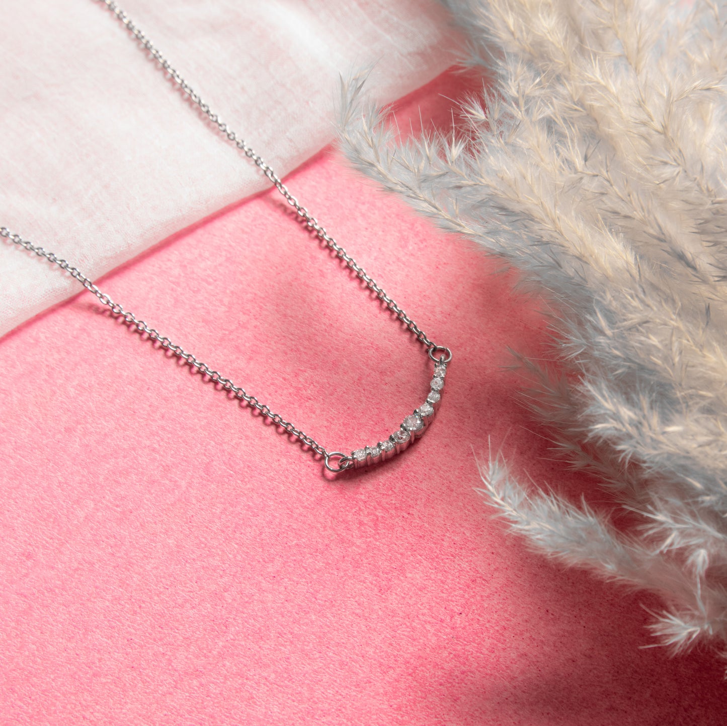 Studded Arch Necklace - Fine Silver