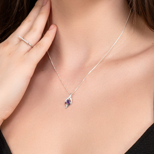 Amethyst Pendant - 925 Silver