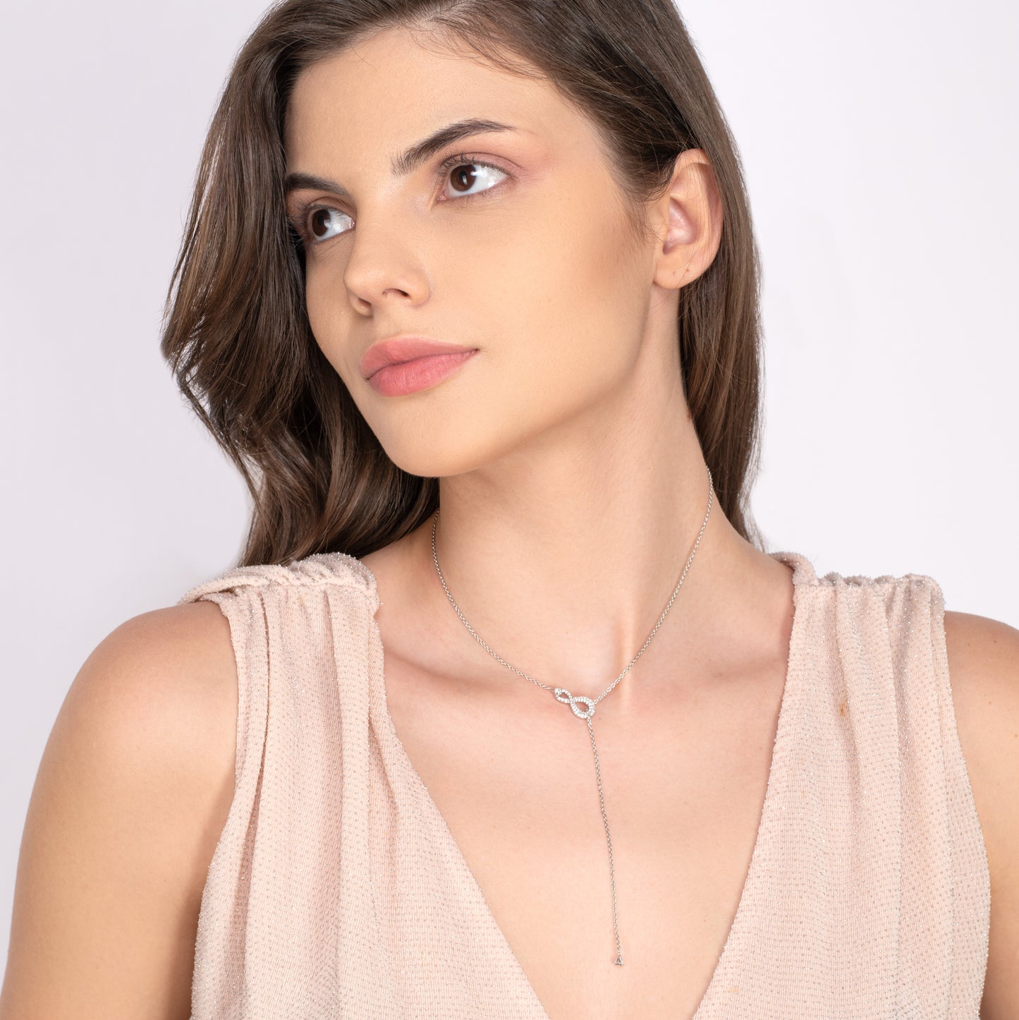 Dangling Infinity Heart Necklace - 925 Silver