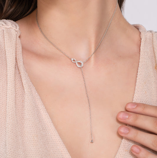 Dangling Infinity Heart Necklace - 925 Silver
