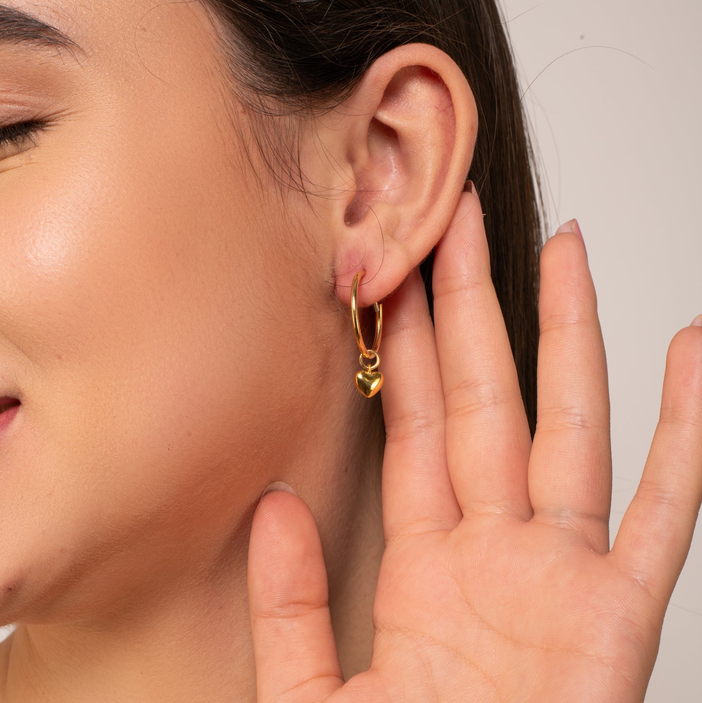 Heart Drop Earrings - Fine Silver