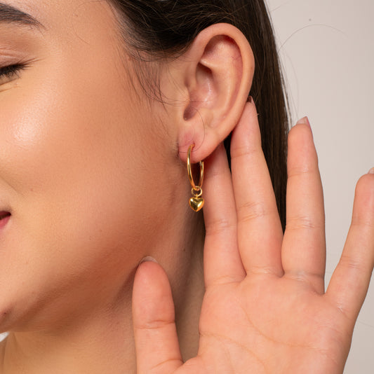 Heart Drop Earrings - 925 Silver