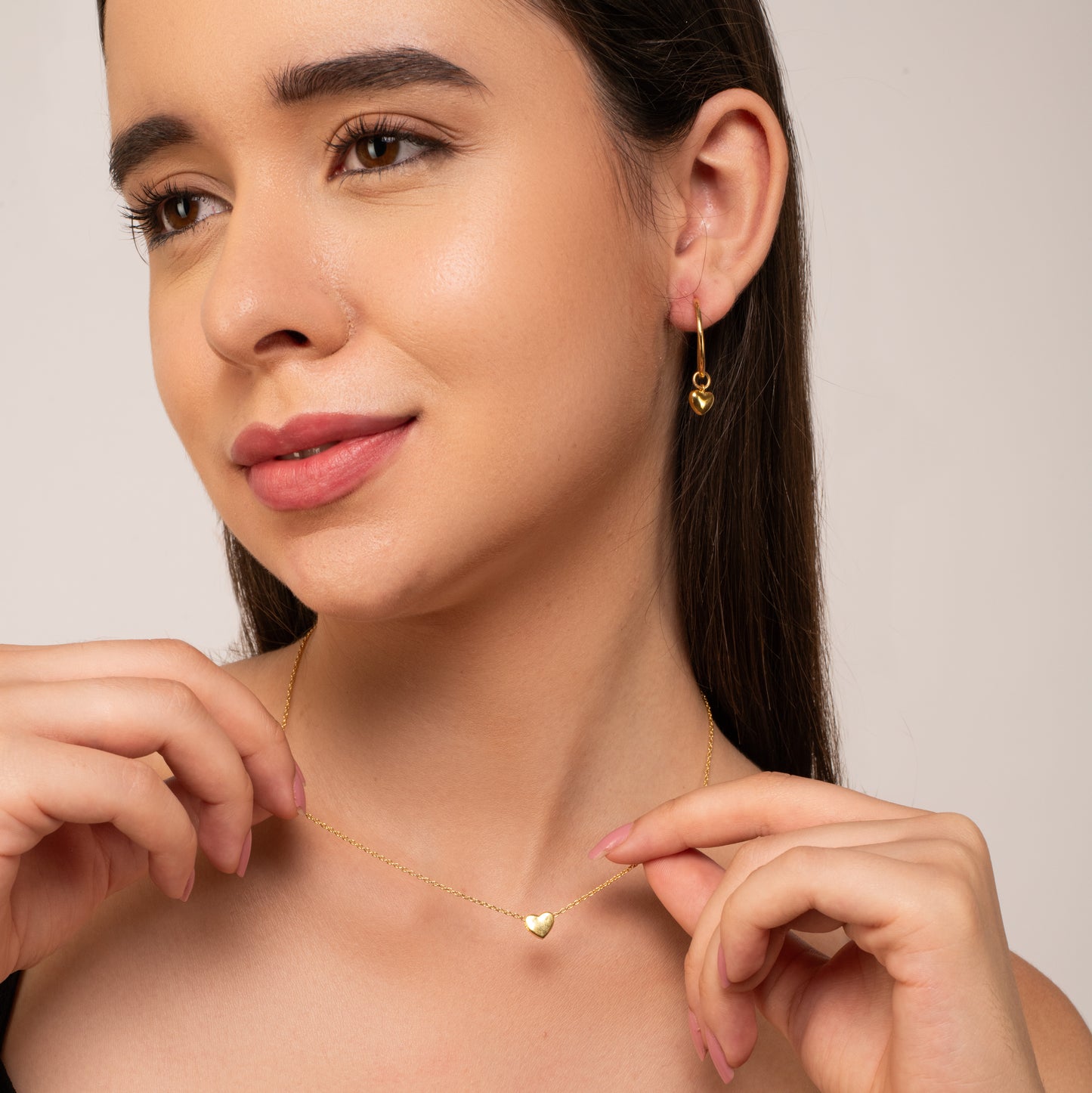 Heart Drop Earrings - Fine Silver