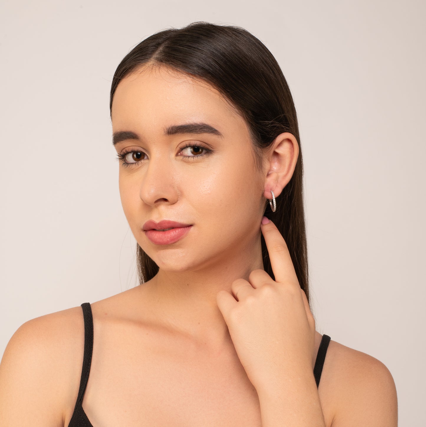 Eternity Half Hoop Earrings - Fine Silver