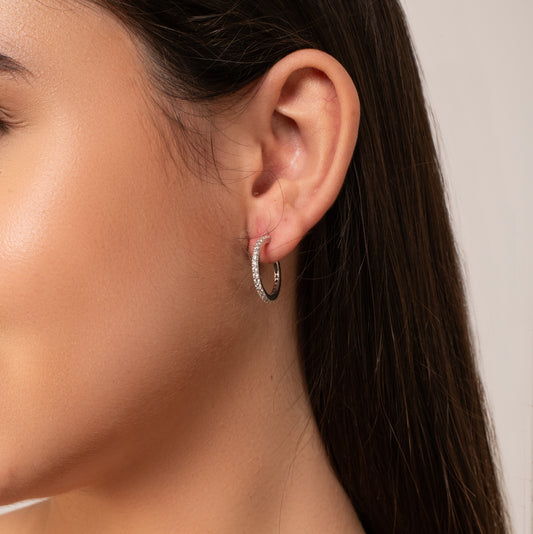 Eternity Half Hoop Earrings - 925 Silver