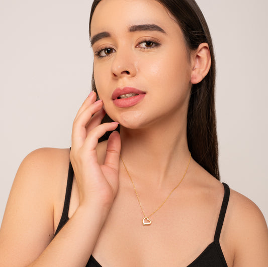 Jewellery Set: Heart Outline Necklace & Drop Earrings - 925 Silver