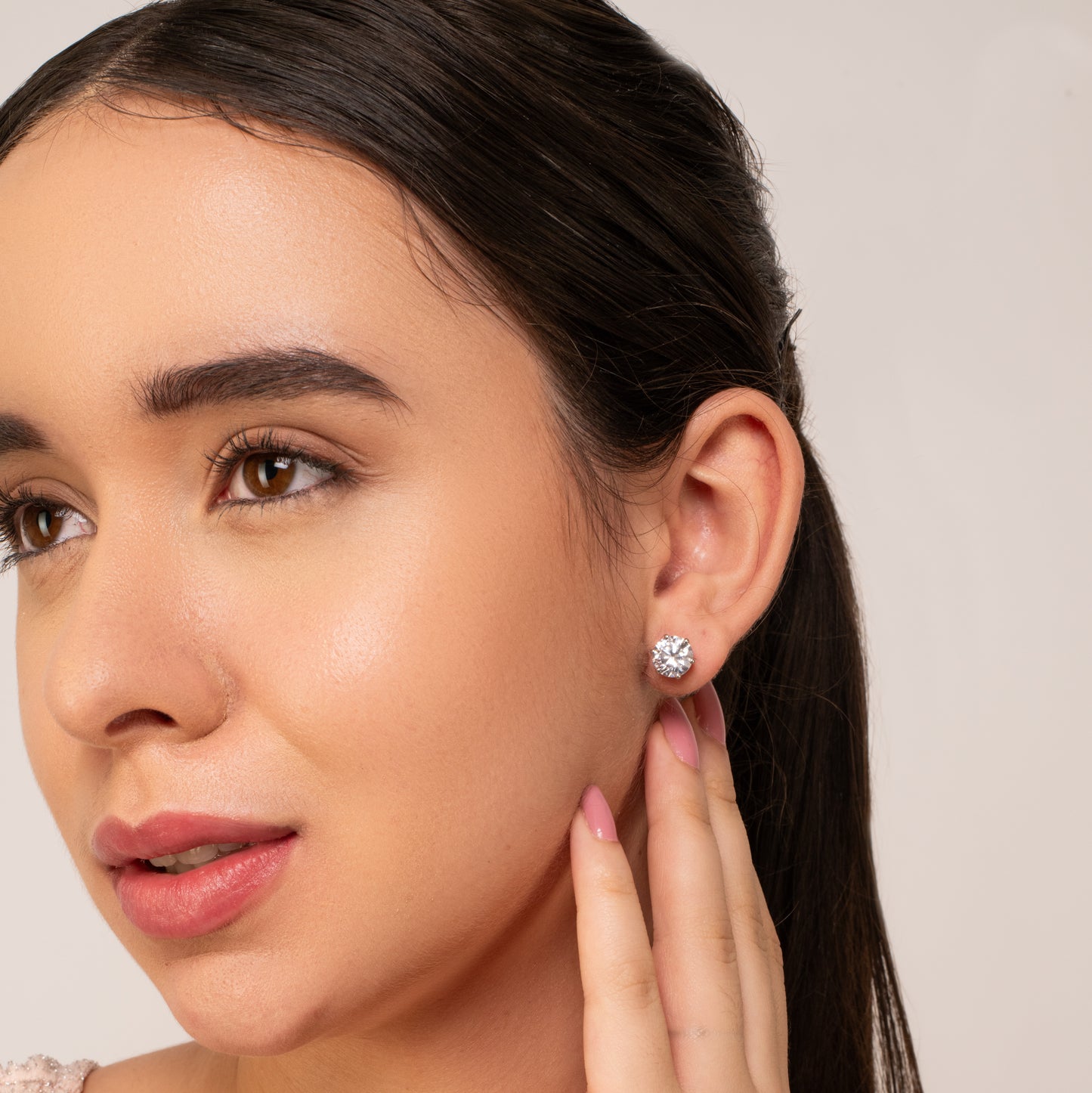 Classic Chic Diamond Stud Earrings (8mm) - Fine Silver