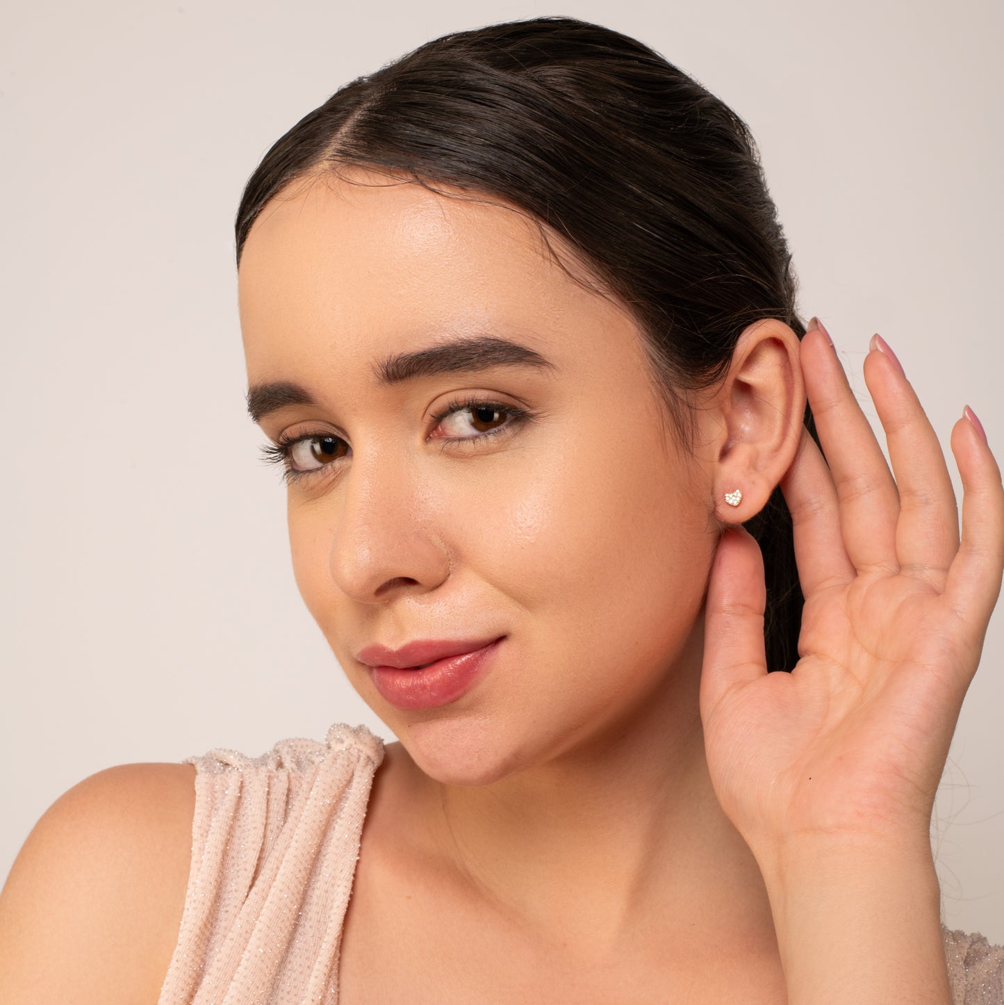 Heart Stud Earrings - 925 Silver