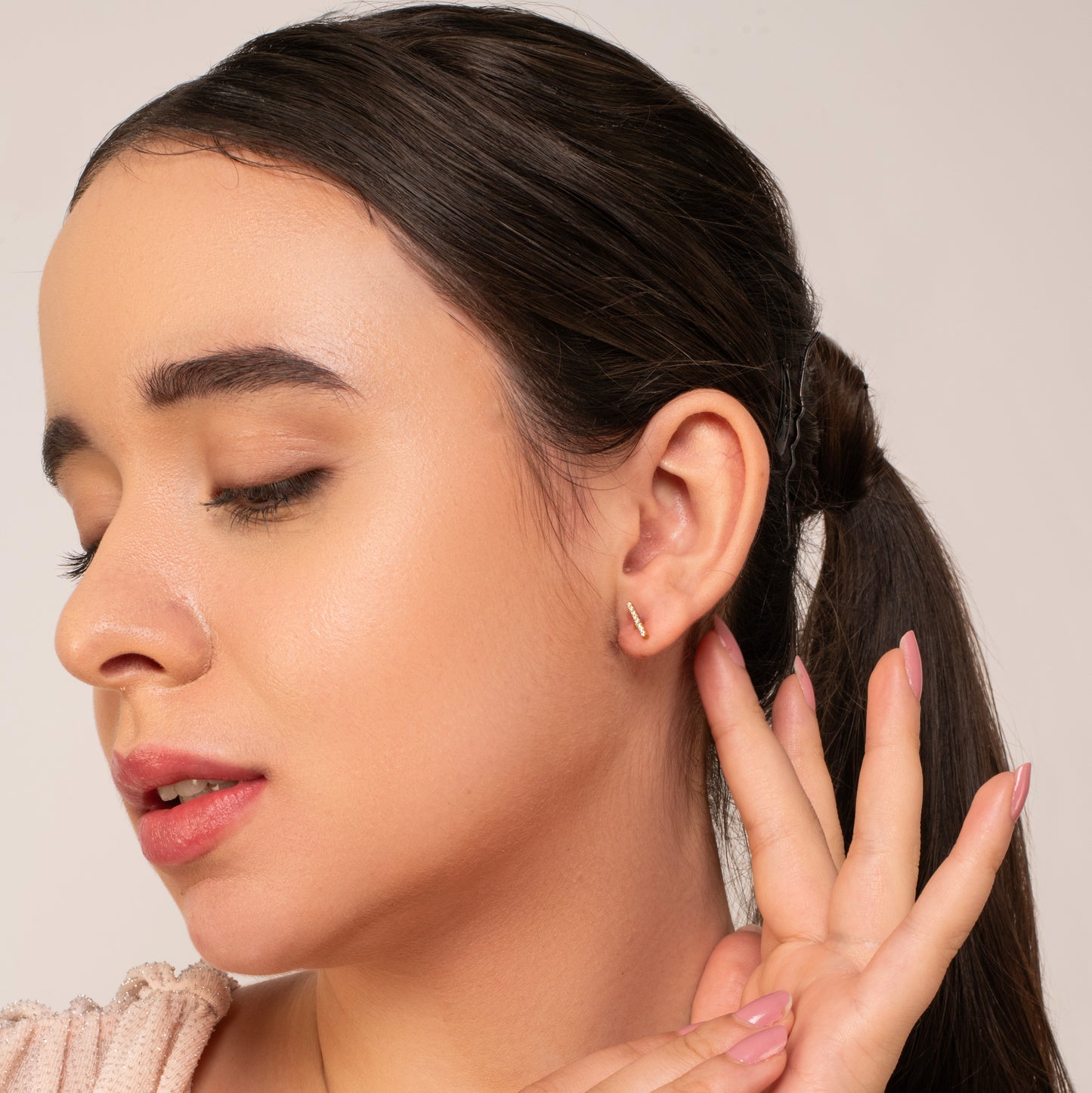 Bar Stud Earrings - Fine Silver