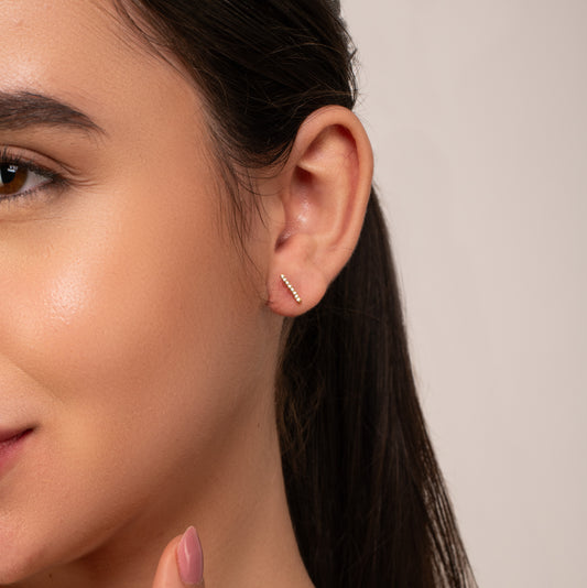 Bar Stud Earrings - 925 Silver