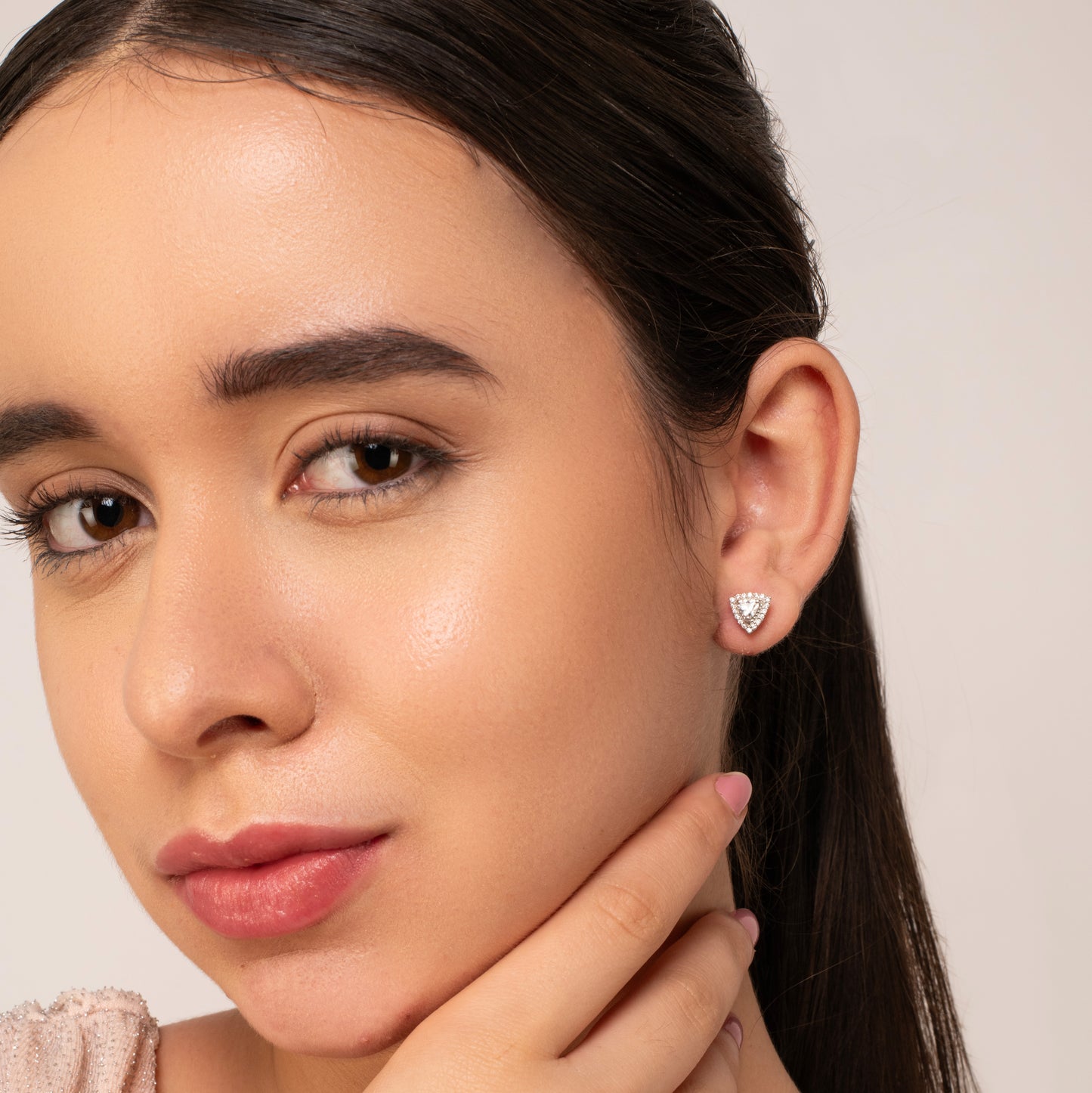 Triangle Bezel Earrings - Fine Silver