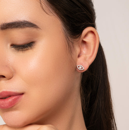 3-in-1 Evil Eye Stud Earrings - 925 Silver