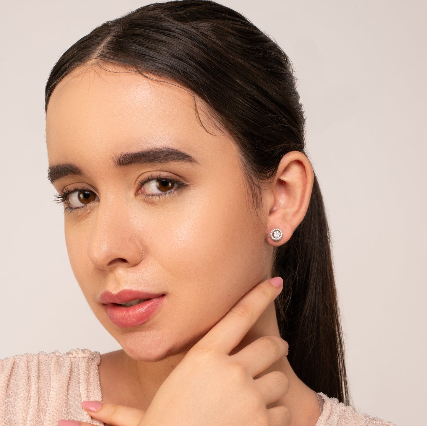 3-in-1 Round Stud Earrings - 925 Silver