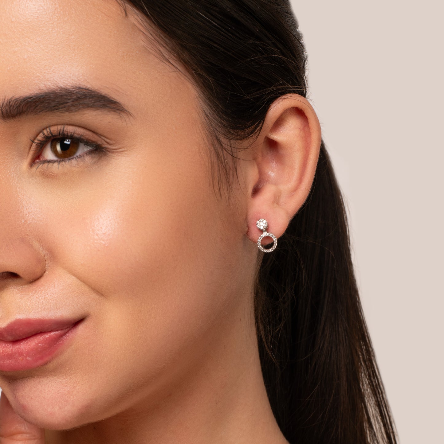 3-in-1 Round Stud Earrings - 925 Silver