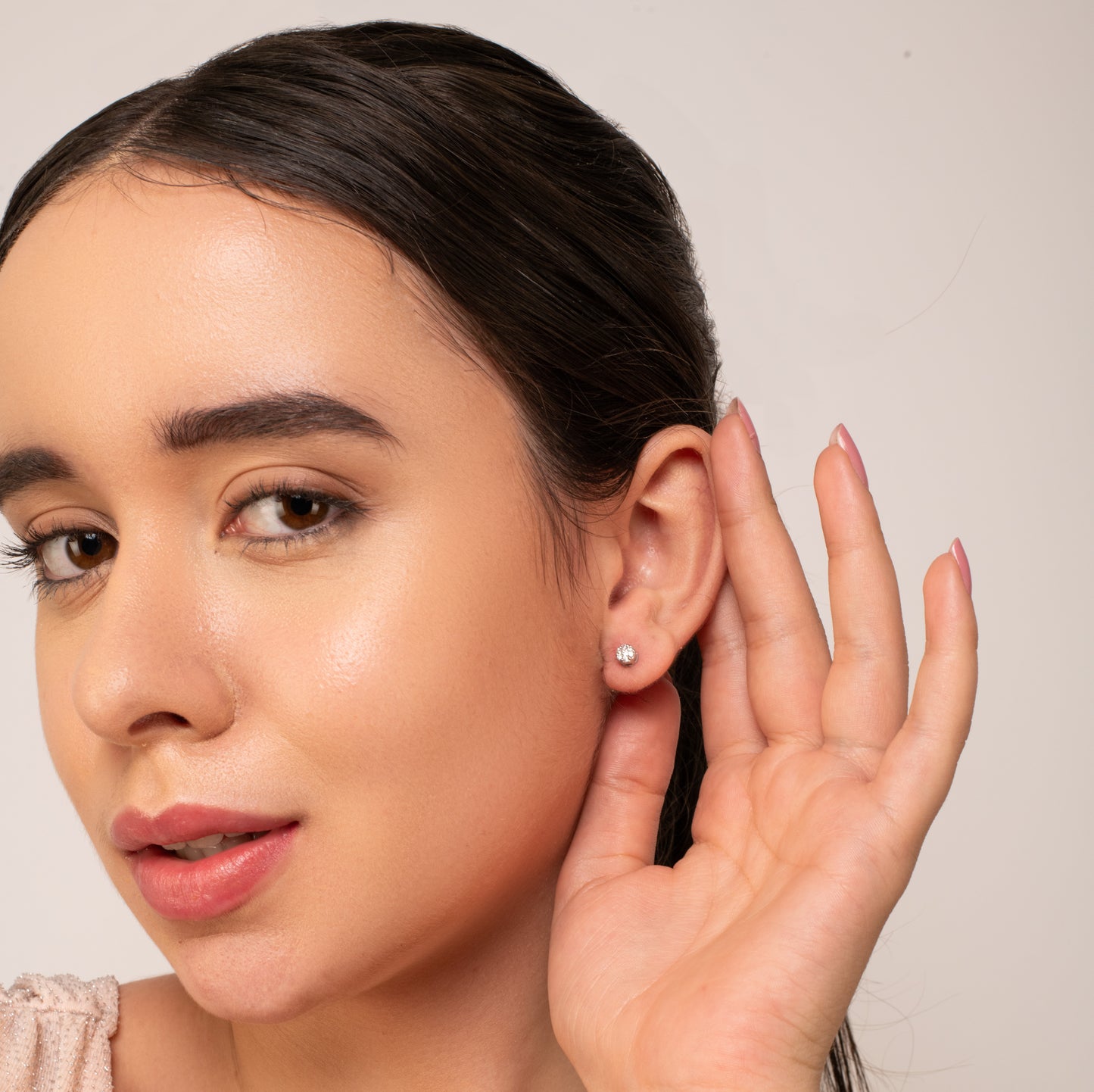 3-in-1 Round Stud Earrings - 925 Silver