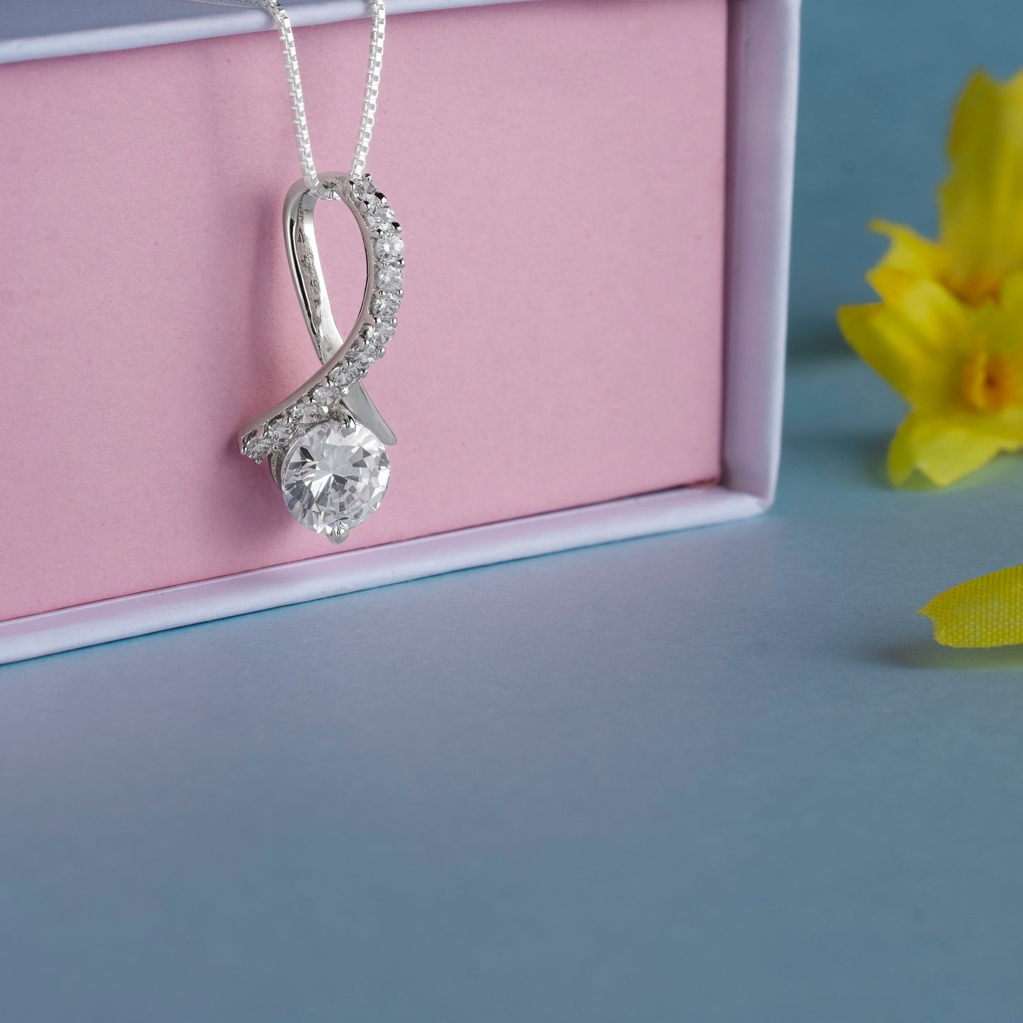 Converse Solitaire Pendant - Fine Silver