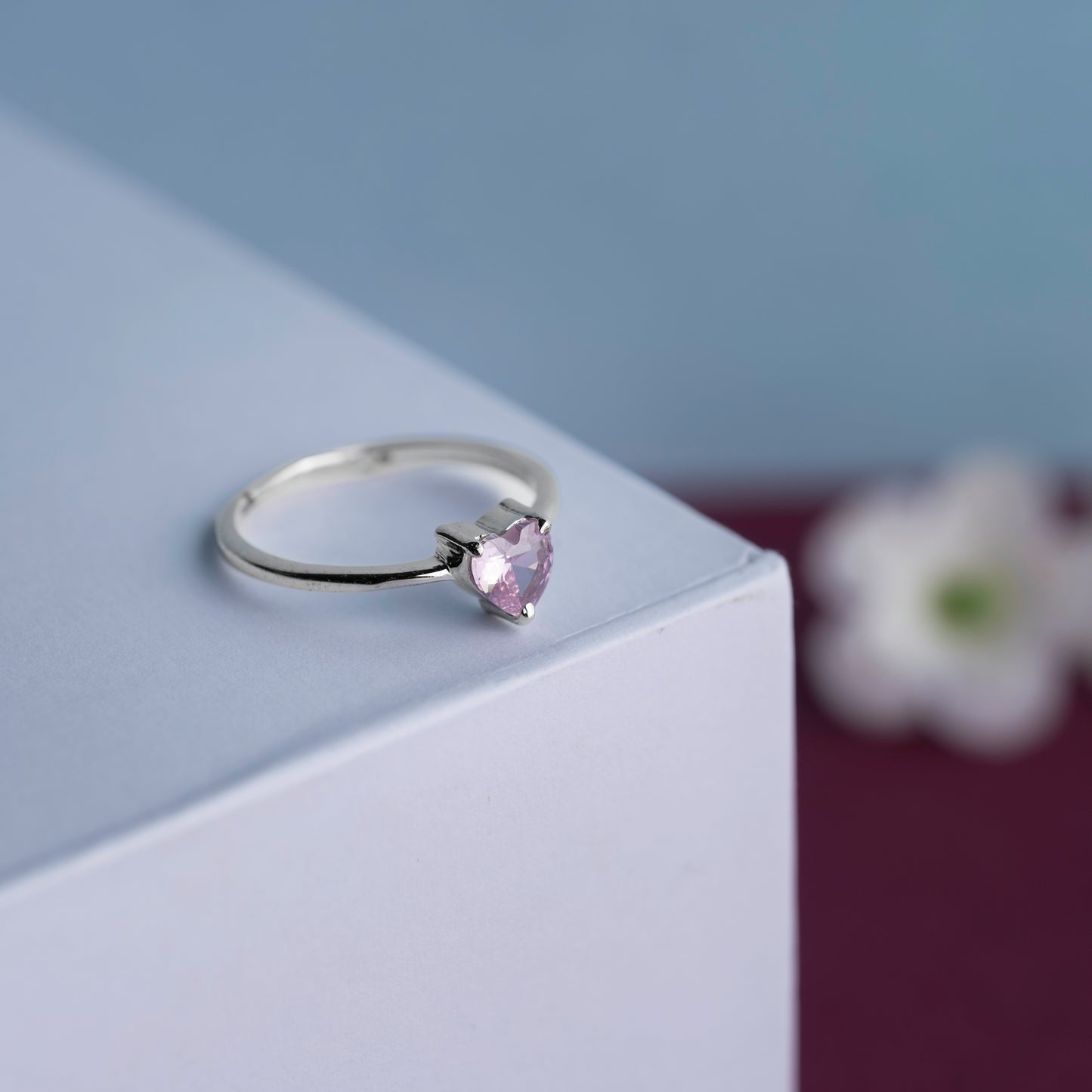 Pink Heart Ring - 925 Silver