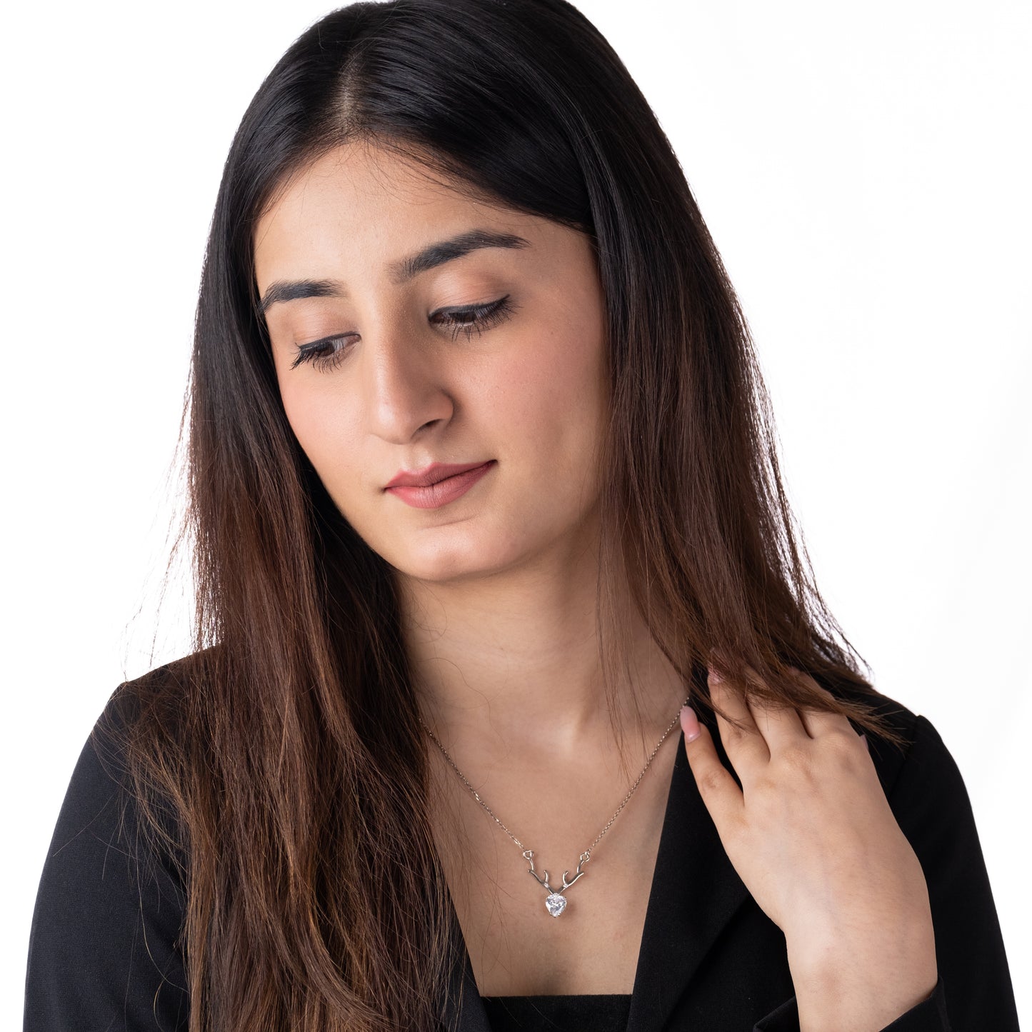 Deer Heart Solitaire Necklace - 925 Silver