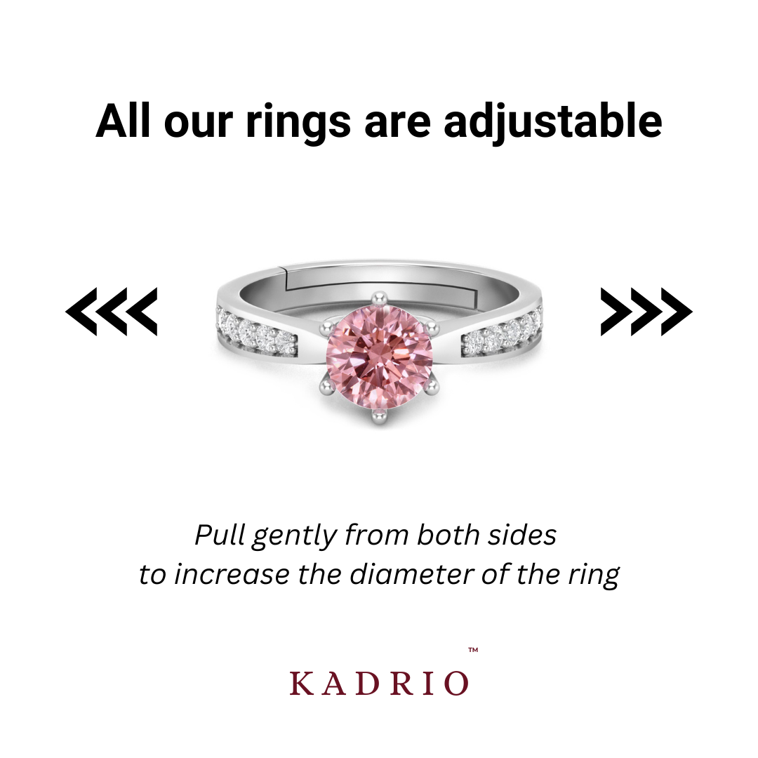 Pink Cocktail Solitaire Ring - 925 Silver
