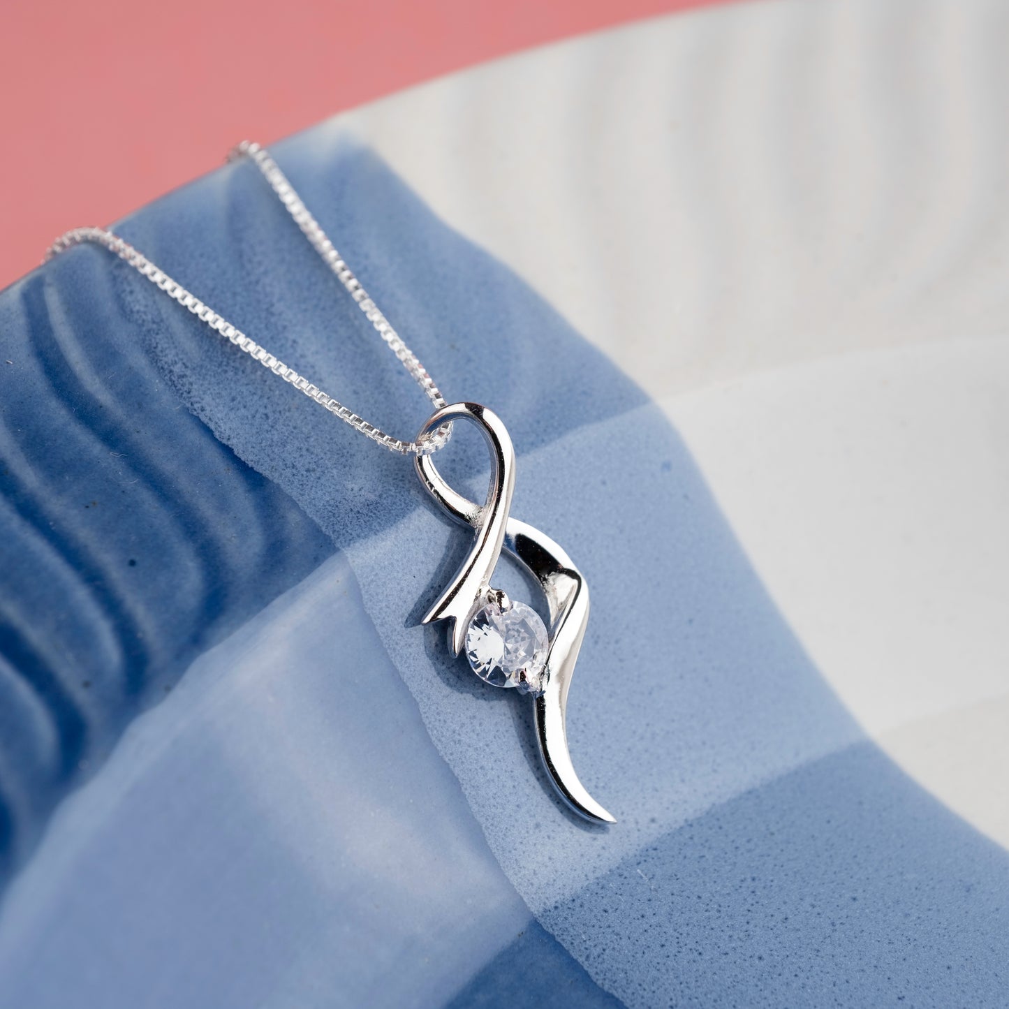 Dancing Solitaire Pendant - Fine Silver
