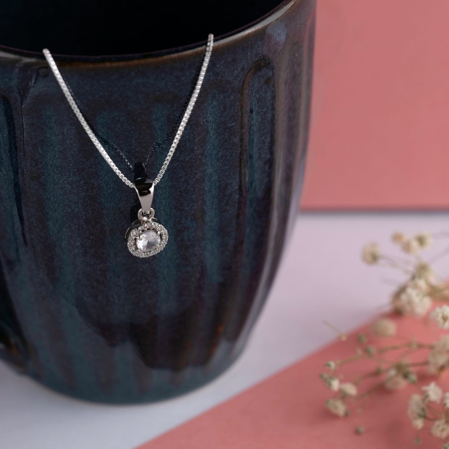 Classic Halo Pendant - Fine Silver