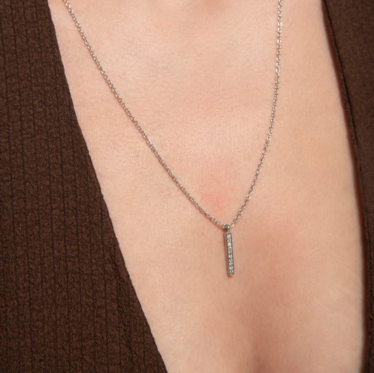 Studded Bar Necklace - 925 Silver