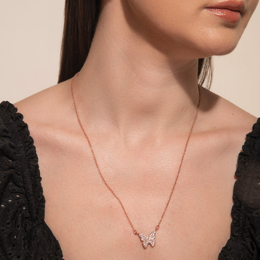 RoseGold Butterfly Necklace - 925 Silver