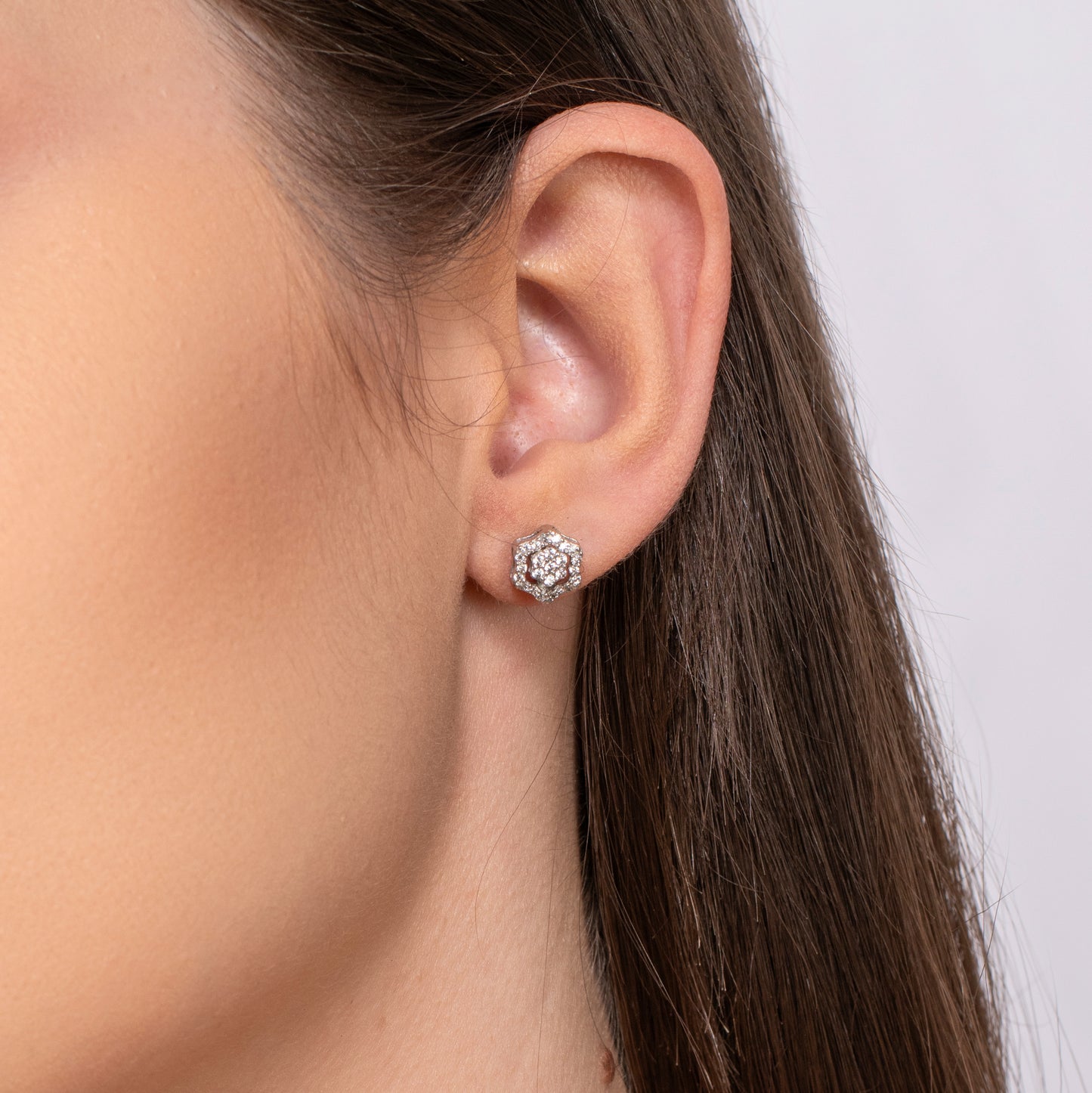 3-in-1 Flower Stud Earrings - 925 Silver