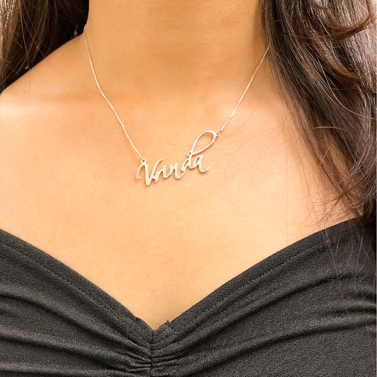 Customized Name Necklace - Italic - Real Silver