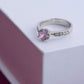 Pink Cocktail Solitaire Ring - Fine Silver