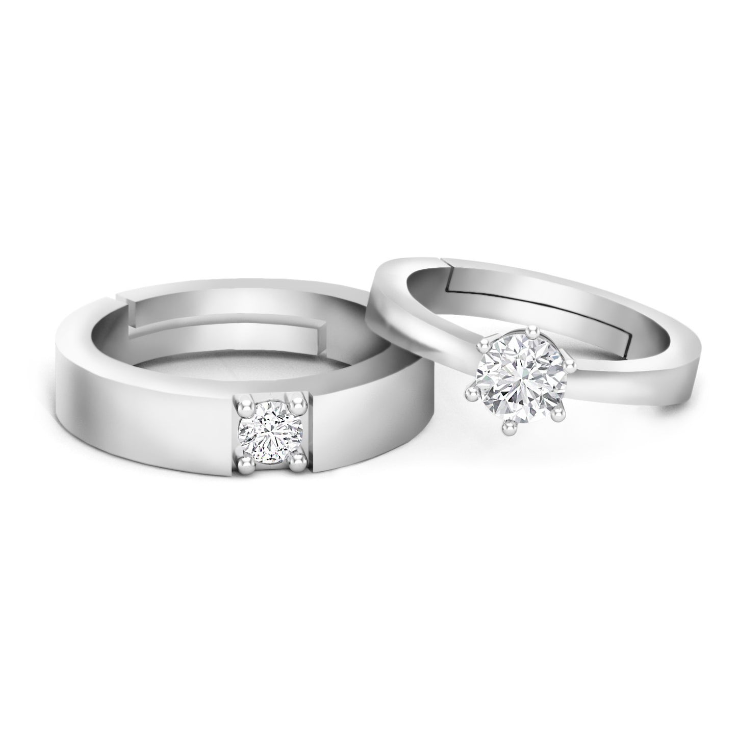 Ross & Rachel Couple Solitaire Ring - 925 Silver