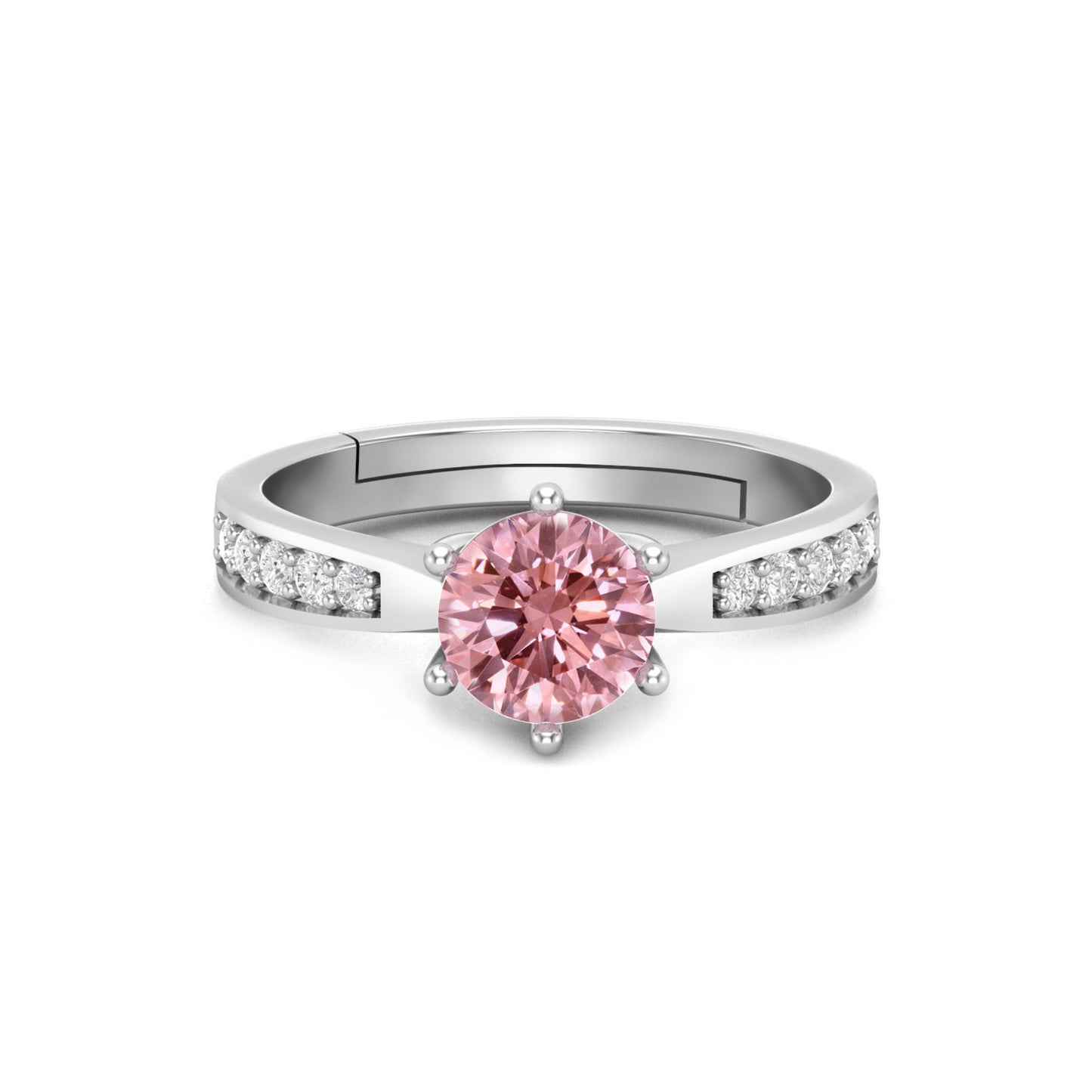 Pink Cocktail Solitaire Ring - 925 Silver