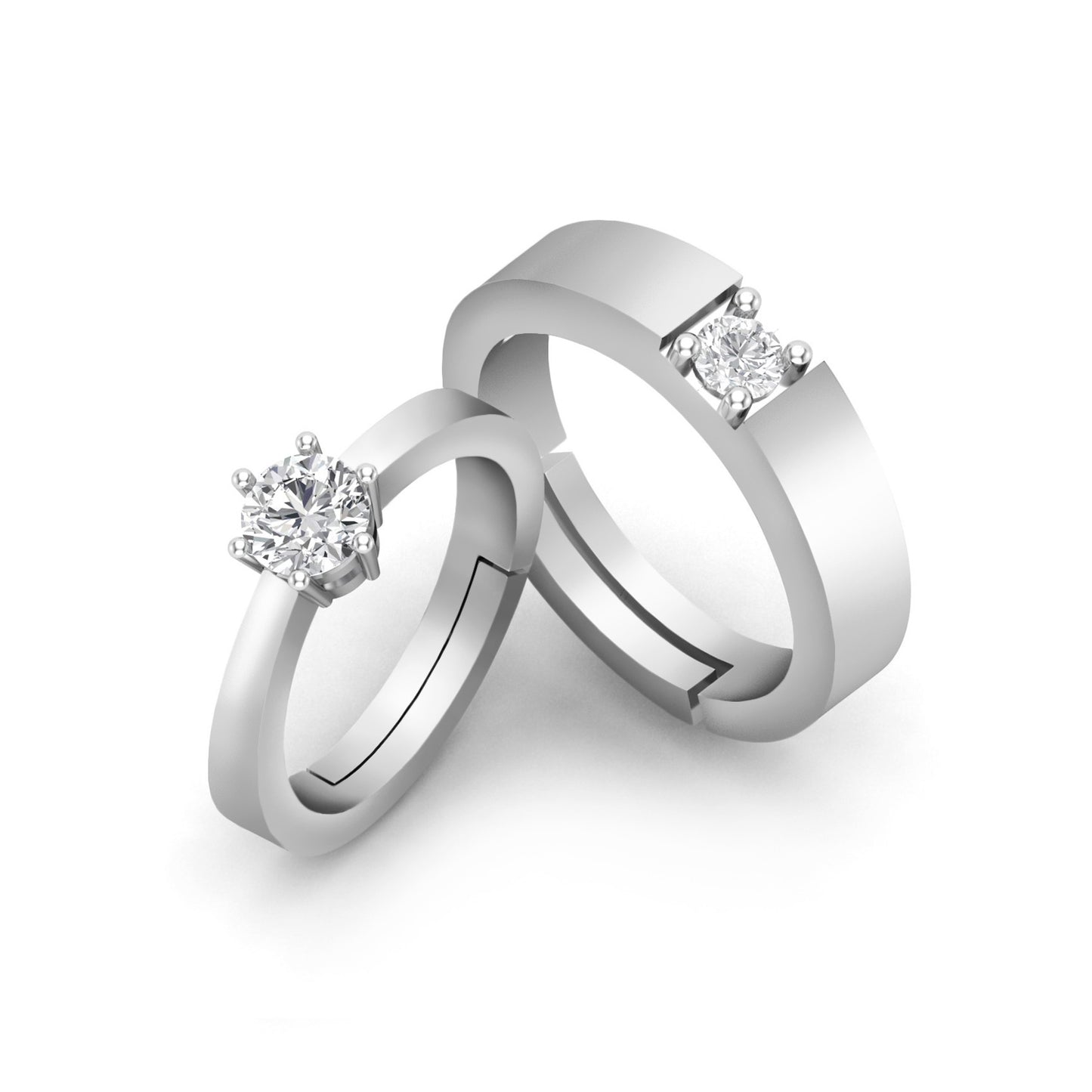 Ross & Rachel Couple Solitaire Ring - 925 Silver