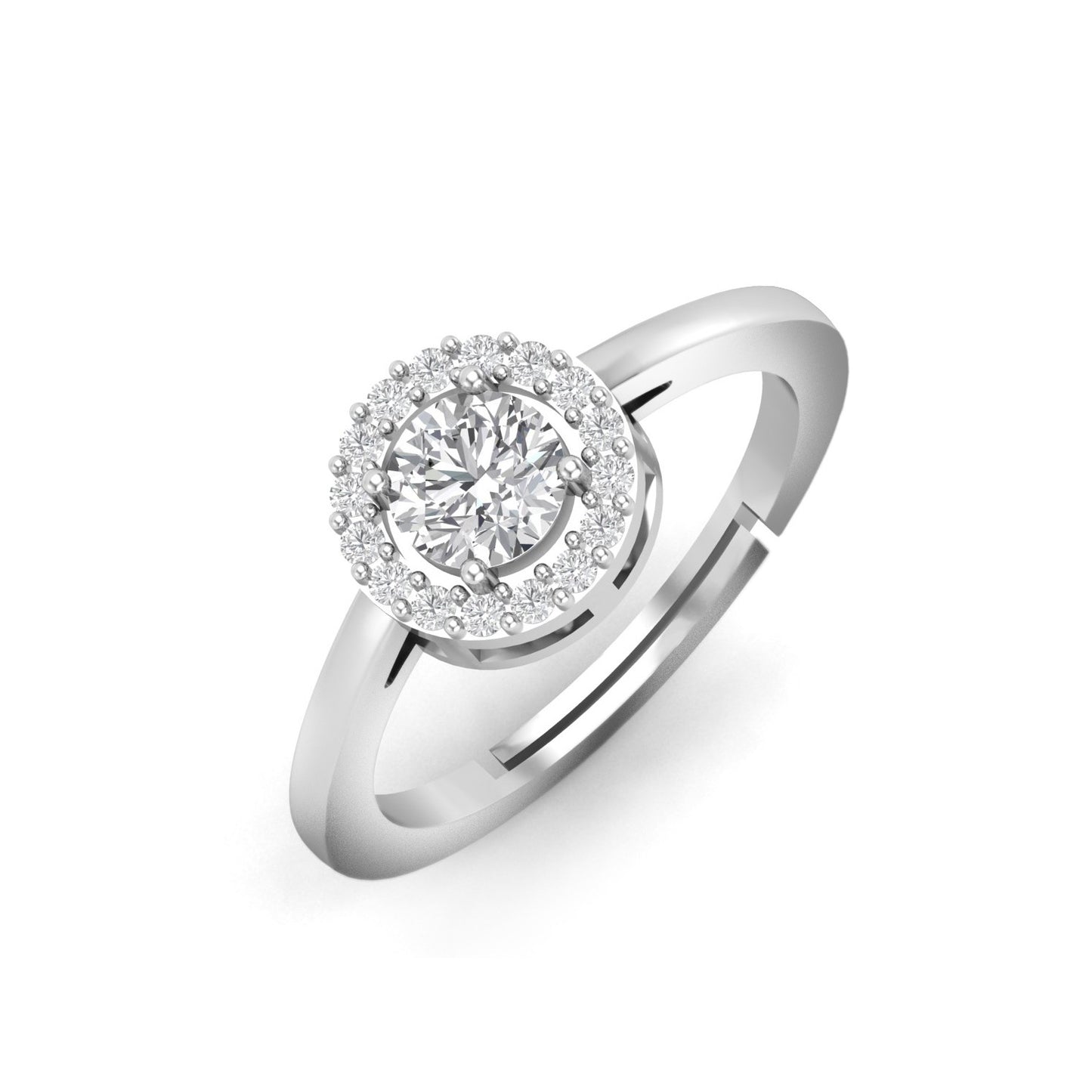Halo Solitaire Ring - 925 Silver