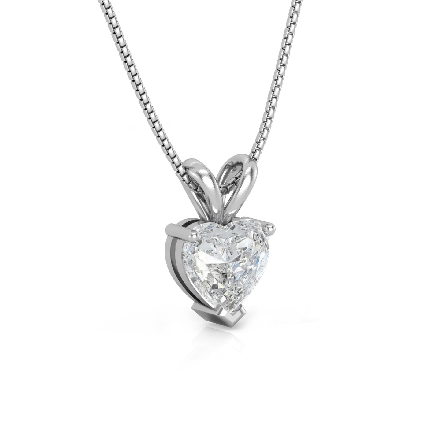 Classic Heart Solitaire Pendant - Fine Silver