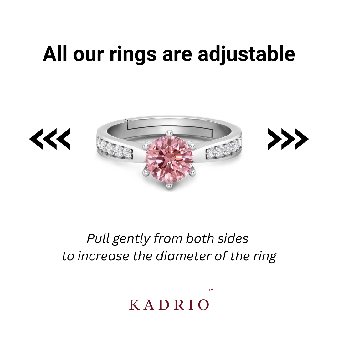 Pink Cocktail Solitaire Ring - Fine Silver